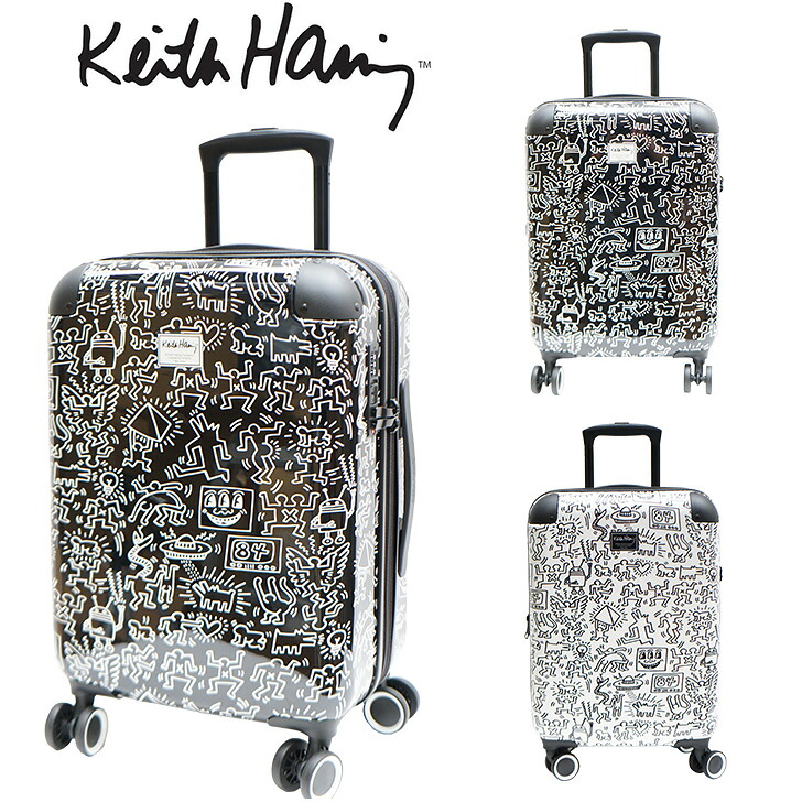 Keith Haring キースヘリング キャリーケース 32L 拡張 39L 15900 キャリーバッグ 拡張式 Wキャスター 機内持ち込み 1泊 2泊 3泊 メンズ レディース ジュニア オールシーズン ブラック ホワイト TSAロック 送料無料 ギフト おしゃれ 人気