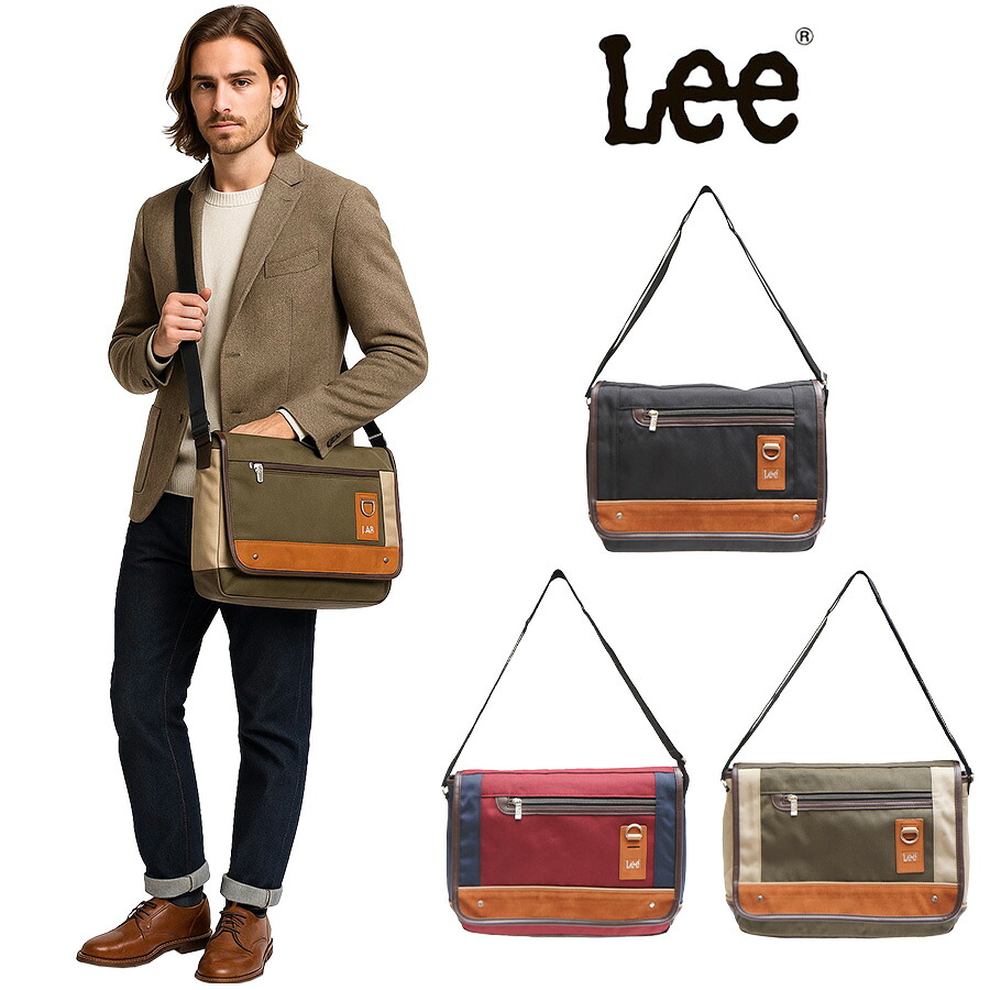 【ポイント10倍】Lee リー 横型ショルダーバッグ 320-3743 ショルダーバック メンズ ブランド 斜めがけ かっこいい 肩掛け 通勤 通学 自転車 バイク 旅行 サイクリング creature クリーチャー メンズバッグ