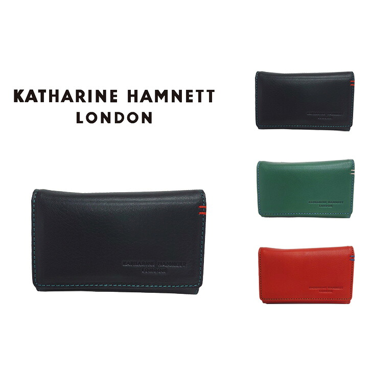 【KATHARINE HAMNETT LONDON】キャサリンハムネットロンドン MINERAL ミネラル 490-50700 キーケース 4連 本革 パスケース 定期入れ コインケース 小銭入れ 牛革 ブラック ギフト プレゼント