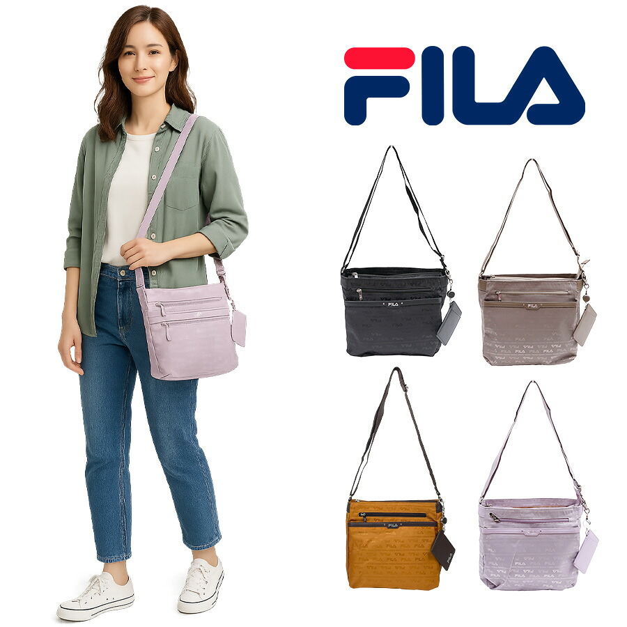 【レターパック配送/時間指定不可】FILA フィラ  フラワーシリーズ ジャガード 薄マチ ショルダー 斜め掛け 肩掛け 7691 パスケース 鞄 超軽量 レディース プレゼント おしゃれ 人気 ギフト ラッピング 母の日 送料無料