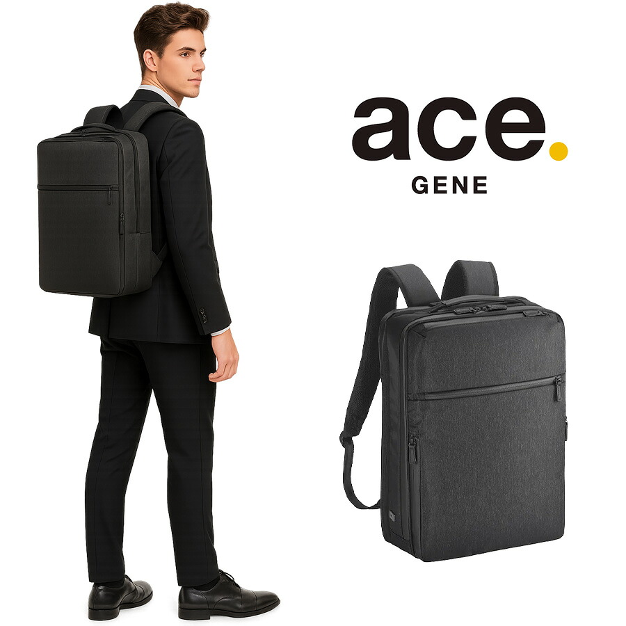 ace.GENE ガジェダブル ヘザー2 リュック 19-23L バックパック かばん カバン 鞄 バッグ ブラック エキスパンダブル 使いやすい 普段使い 日常 ビジネス 通勤 68294