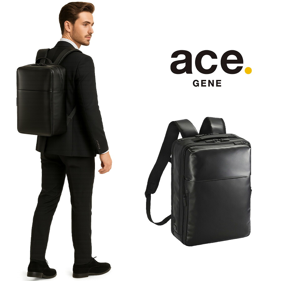 ace.GENE ガジェタブルWR2 リュック 14L ビジネス リュックサック A4対応 PC用ポケット 撥水 かばん バッグ メンズ  ギフト プレゼント ブラック 68662