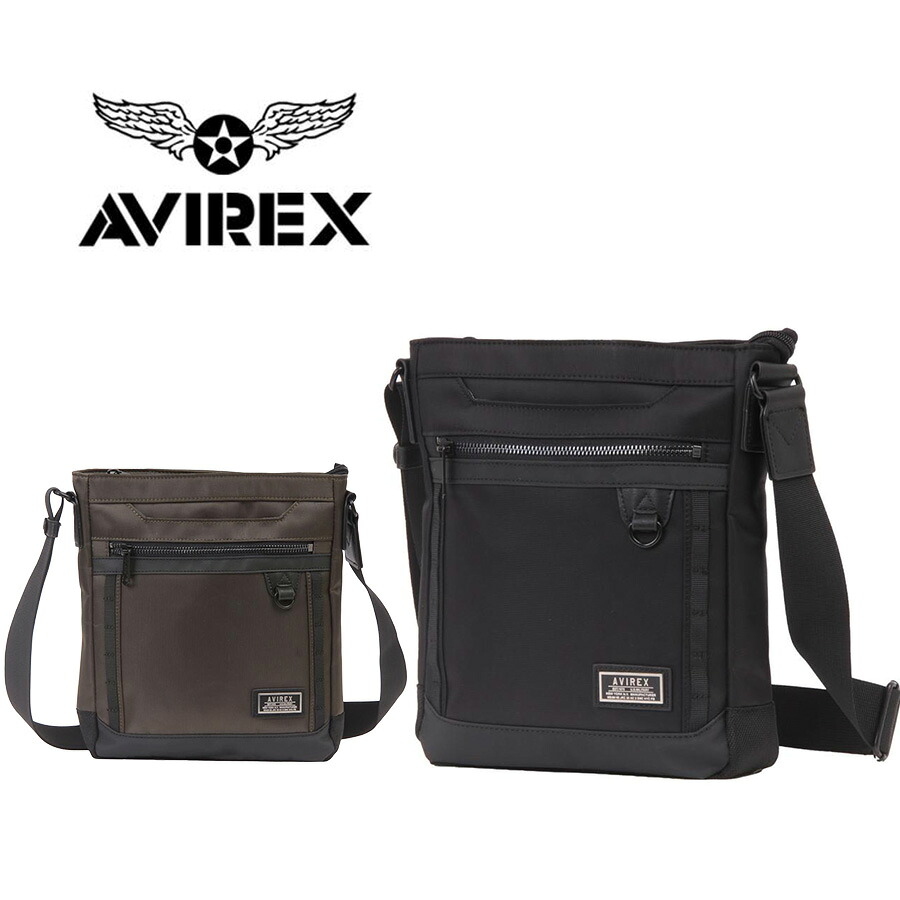 AVIREX ax2055 ソリッド タテ型ショルダーバッグ 斜め掛け 鞄 カバン かばん バッグ 普段使い 使いやすい ミリタリー メンズ プレゼント ギフト ブラック 父の日