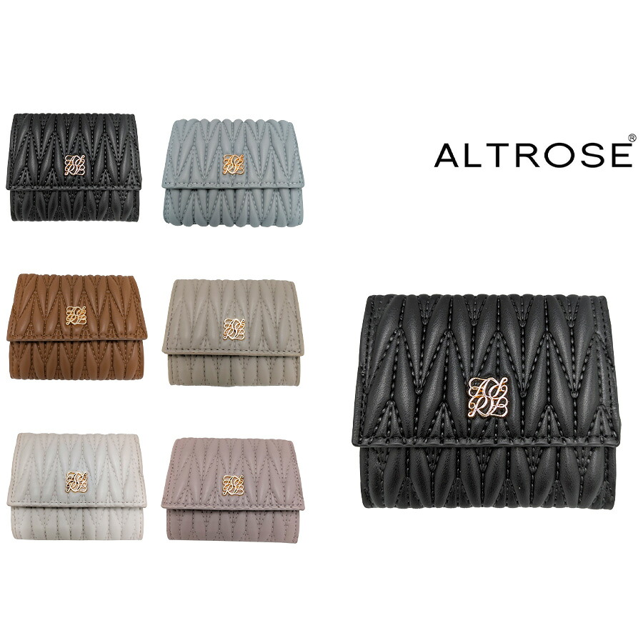【クリックポスト/時間指定不可】【ALTROSE】 332754 ロージア 三つ折り財布 サイフ ウォレット コンパクト シンプル かわいい レディース ギフト ブラック