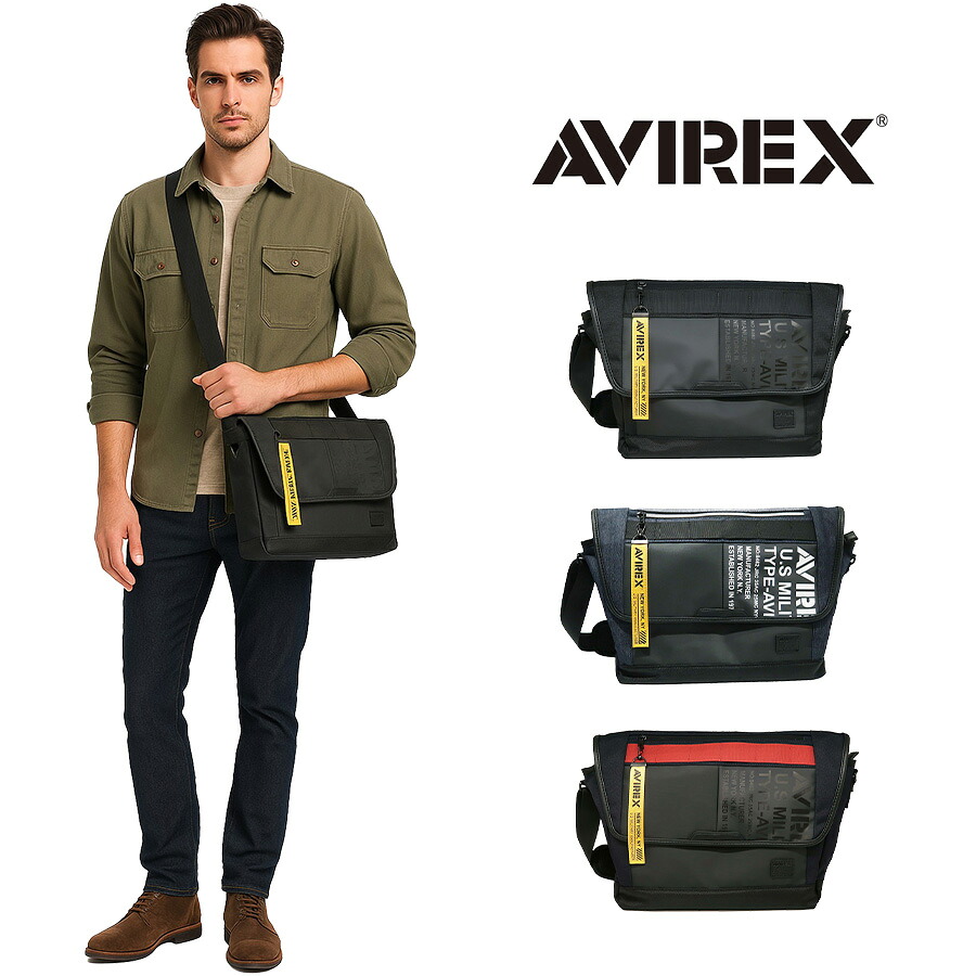 【ポイント10倍】AVIREX アビレックス AVX592 ショルダーバッグ フラップショルダーバッグ メッセンジャーバッグ ミリタリー 鞄 軽量 アウトドア 撥水 雨に強い ターポリン キャンバス タウン レジャー プレゼント おしゃれ 人気