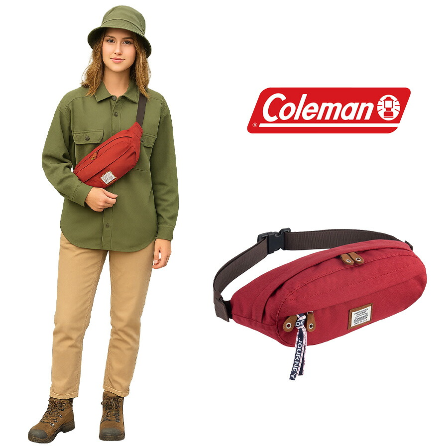 【Coleman】 jn001 JORNEY ウエストバッグ かばん バッグ シンプル コンパクト おしゃれ 普段使い 便利 アウトドア ユニセックス プレゼント バーガンディ