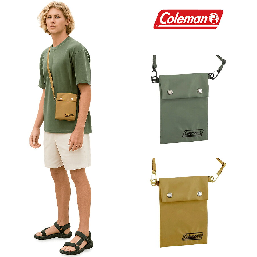 【Coleman】 wk009 ネックポーチ かばん 斜め掛け バッグ シンプル おしゃれ 普段使い 便利 アウトドア ユニセックス プレゼント ギフト フォレストグリーン