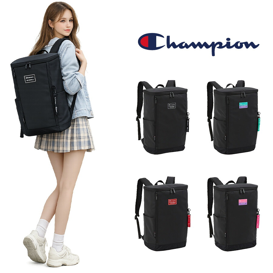 Champion リュック 大容量 ウイチタ スクエアリュック 33L リュックサック 通勤 通学 普段使い 男女兼用 メンズ レディース ギフト プレゼント ブラック 65453