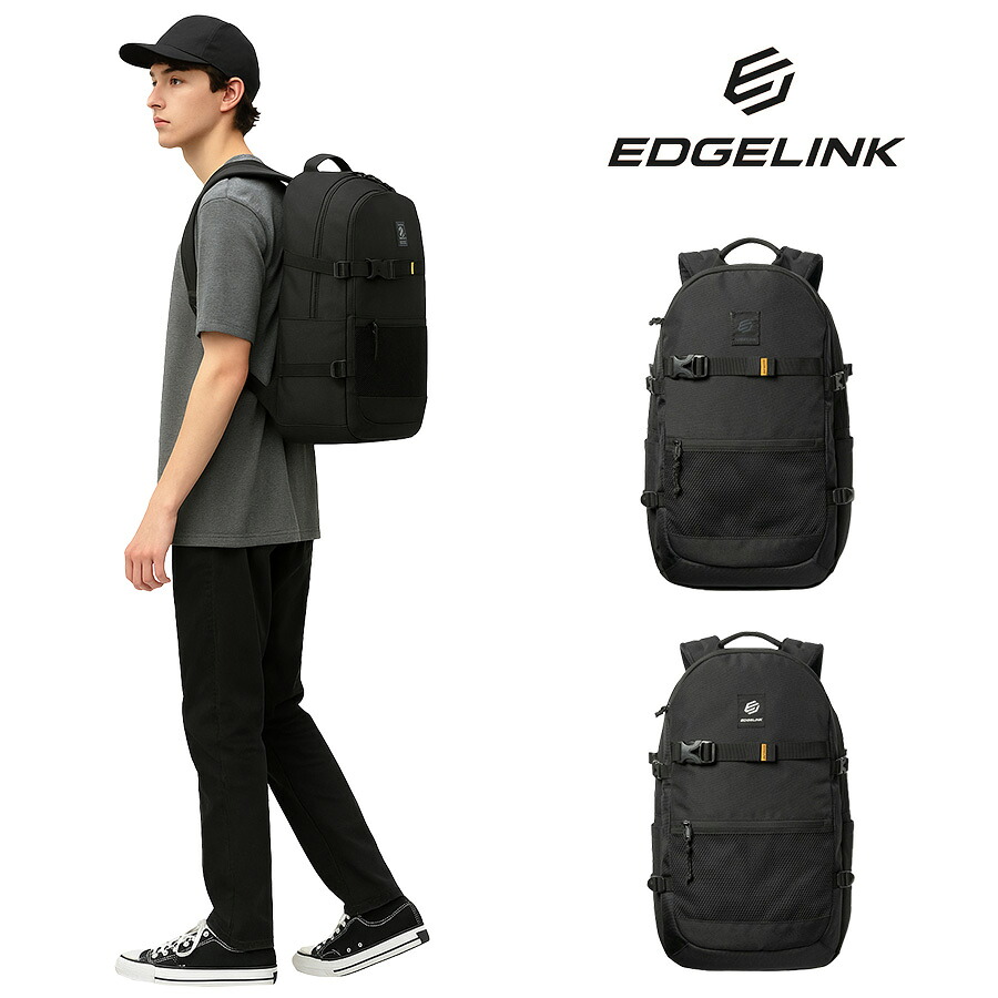 【EDGELINK】 リュック 大容量 60133 エンプケーション 28L リュックサック かばん バッグ 通学 部活 中高生 おしゃれ ユニセックス ギフト プレゼント ブラック