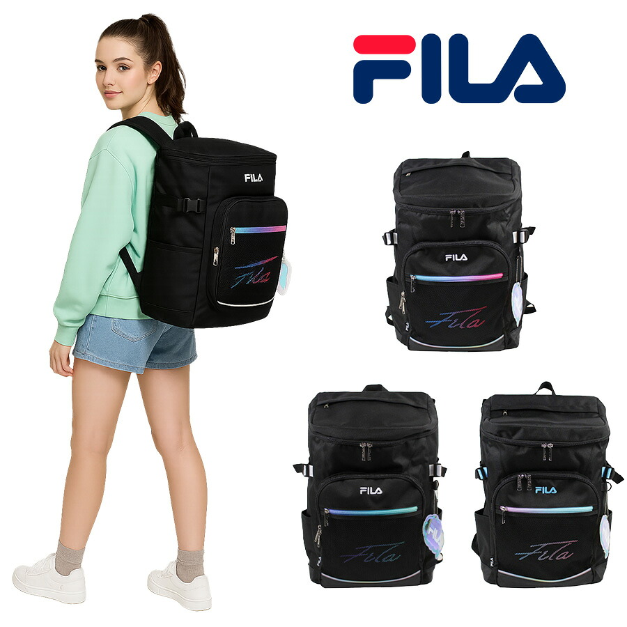 【FILA】リュック 大容量 フィラ 7852 リコル デイパック 30L オーロラ素材 チャーム付き 撥水 グラデーション オリジナルロゴ スクール スクエア ギフト