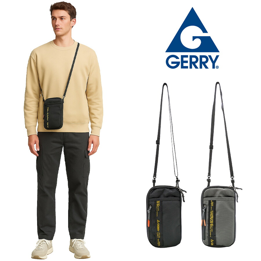 【GERRY】 gat108 マルチスマホケース かばん カバン バッグ 斜め掛け シンプル おしゃれ お出かけ 便利 使いやすい ユニセックス プレゼント ブラック