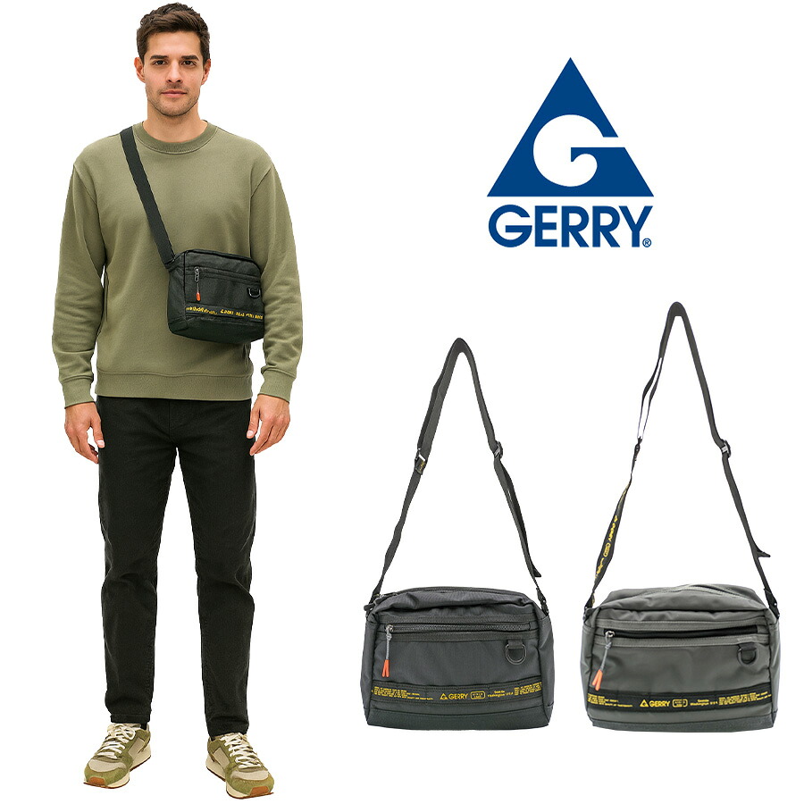 【GERRY】 gat112 スクエアショルダーバッグ かばん カバン バッグ 斜め掛け シンプル おしゃれ お出かけ 便利 使いやすい ユニセックス プレゼント ブラック