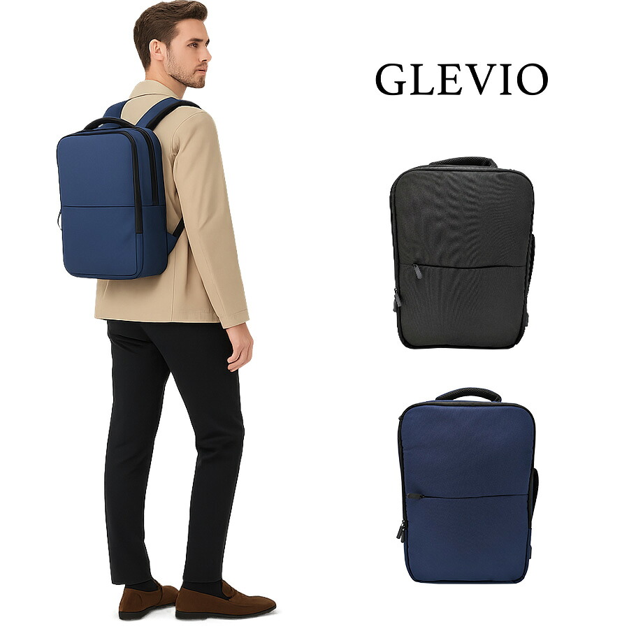 GLEVIO 2WAYリュック バックパック かばん カバン 鞄 バッグ ビジネス 通勤 普段使い 使いやすい シンプル ユニセックス ギフト プレゼント ブラック fs09
