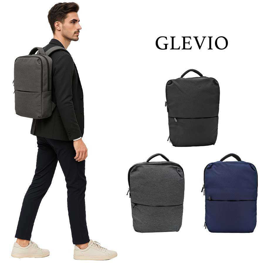 GLEVIO 薄型リュック バックパック かばん カバン 鞄 バッグ ビジネス 通勤 普段使い 使いやすい シンプル ユニセックス ギフト プレゼント ブラック fs24