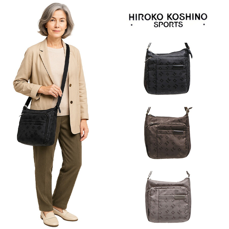 HIROKO KOSHINO SPORTS コシノヒロコ HSBQ4510 ショルダーバッグ 縦型 タテ型 ショルダー バッグ 斜め掛け 肩掛け カバン サコッシュ レディース お出かけ サブバッグ 旅行 軽量 エレガント ギフト プレゼント 母の日 敬老の日