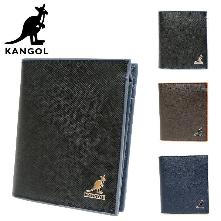 【SNSで話題のレザーケアクリームプレゼント中！】【KANGOL】カンゴール レザー 牛革 折り財布 250-10102 通勤 営業 普段使い 日常使い ユニセックス お手頃 使いやすい 便利 定番 人気 売れ筋 おすすめ ブラック ブラウン ネイビー プレゼント collonil コロニル
