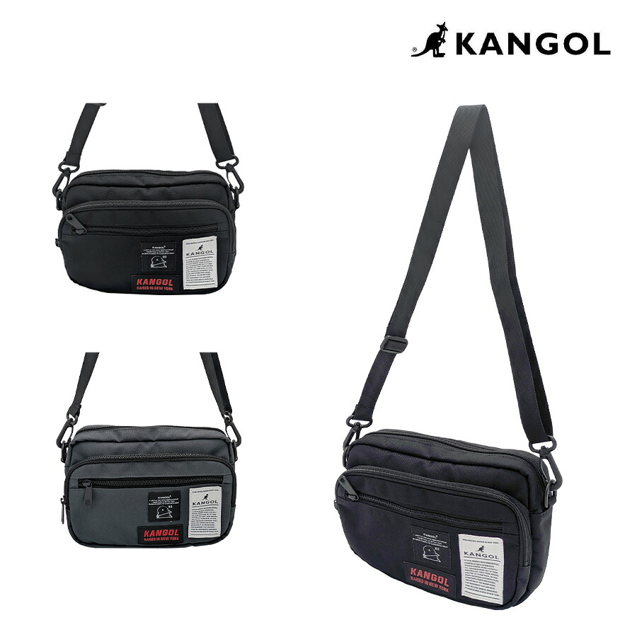 【レターパック配送/時間指定不可】【KANGOL】250-3501 横型ショルダーバッグ 斜め掛け 使いやすい コンパクト ユニセックス プレゼント ギフト ブラック