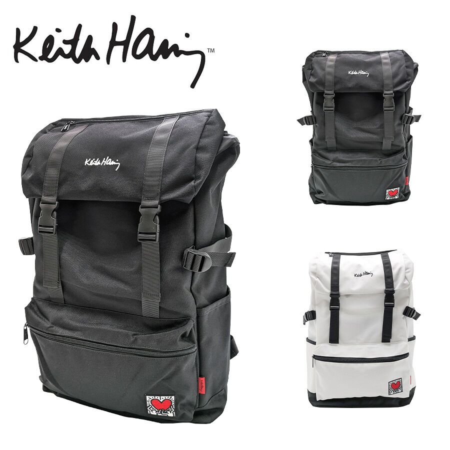 【KeithHaring】リュック 大容量 15611 フラップリュック 鞄 かばん カバン バッグ バックパック キースへリング 普段使い 使いやすい 通勤 通学 プレゼント 贈り物 ギフト