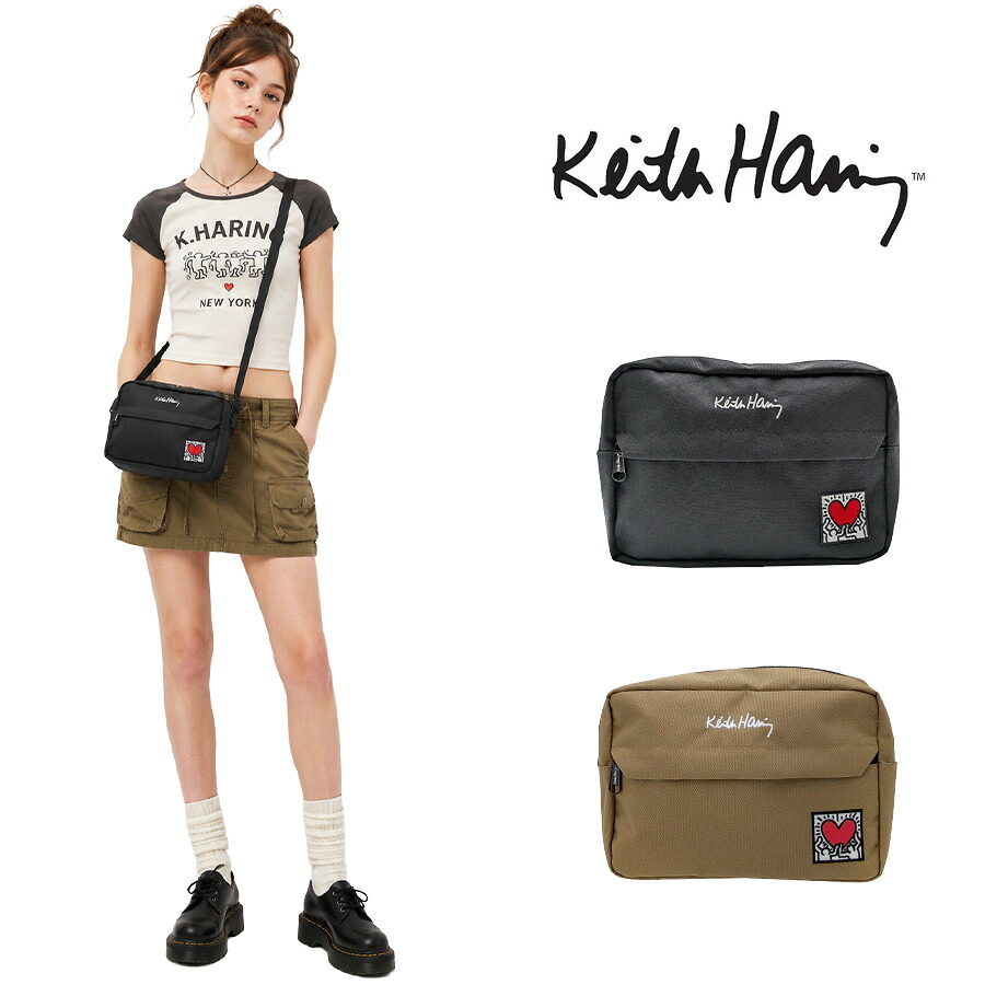【KeithHaring】 bag002 横型ショルダーバッグ 鞄 かばん カバン バッグ 斜め掛け キースへリング 普段使い 使いやすい 便利 プレゼント 贈り物 ギフト