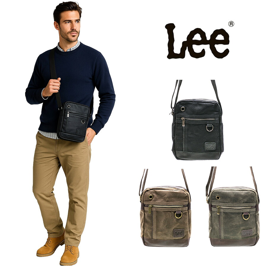 【Lee】320-04030 パラフィン 縦型ミニショルダー メンズ バッグ 鞄 カバン かばん 斜め掛け シンプル リー ブラック チョコ カーキ 使いやすい 普段使い プレゼント ギフト おしゃれ