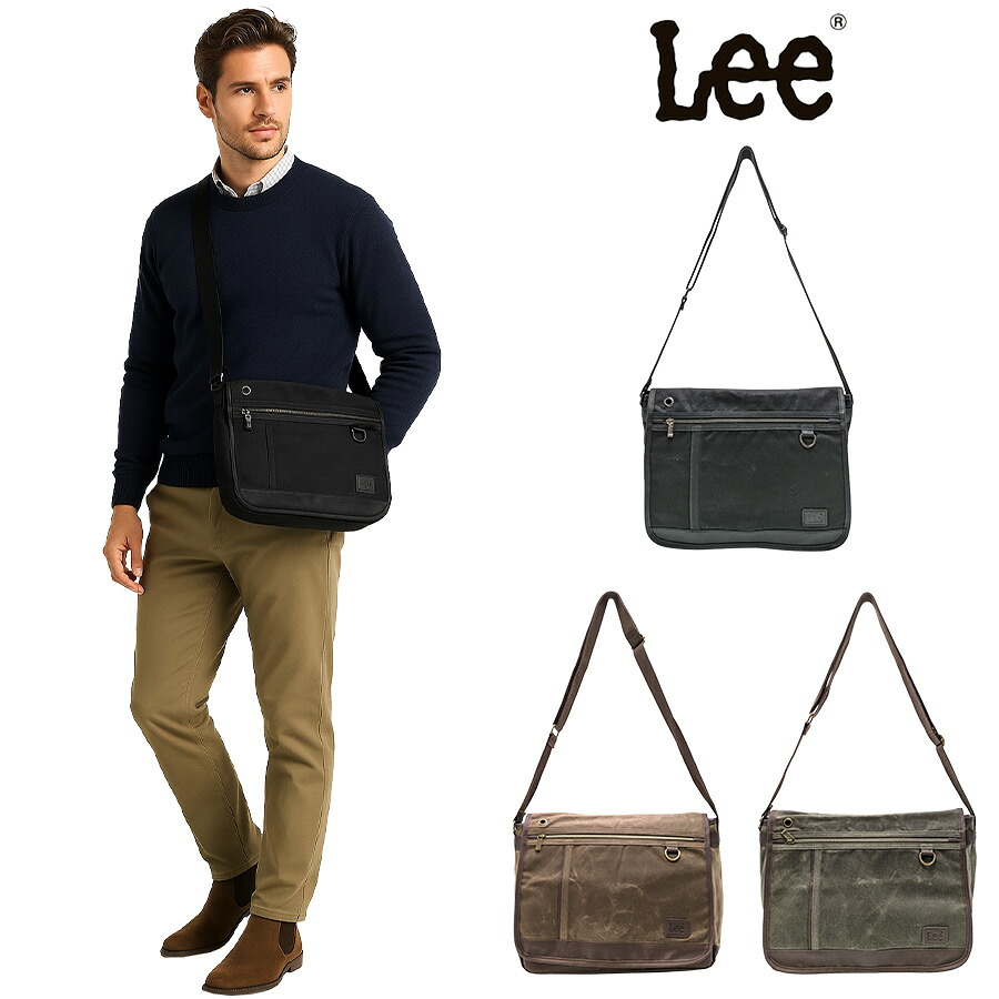 【Lee】320-04034 パラフィン かぶせショルダー メンズ バッグ 鞄 カバン かばん 斜め掛け シンプル リー ブラック チョコ カーキ 使いやすい 普段使い プレゼント ギフト おしゃれ
