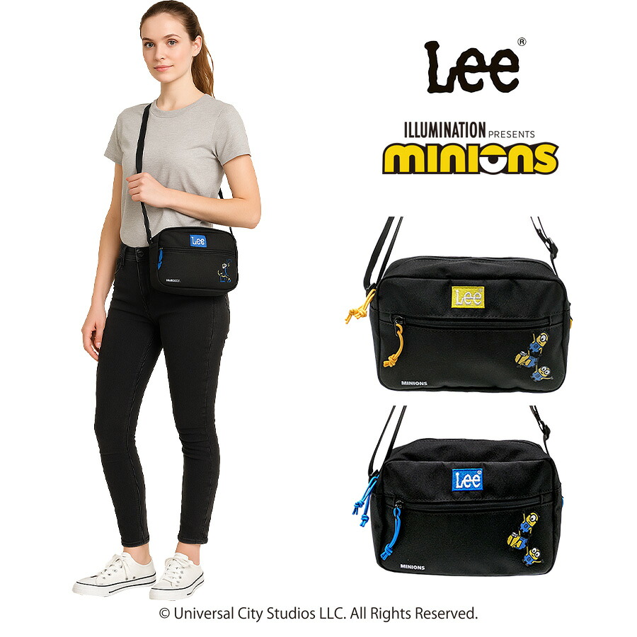 【Lee】320-30032 ミニオン 横型ショルダーバッグ かばん 斜め掛け ショルダー カバン 鞄 バッグ シンプル リー イエロー ブルー 使いやすい かわいい おしゃれ お出かけ 普段使い 日常 キャラクター コラボ ユニセックス