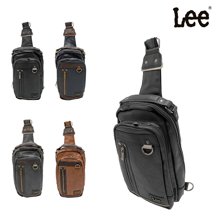Lee 320-3150 ワンショルダーボディバッグ 斜め掛け 鞄 カバン かばん バッグ 普段使い 使いやすい カジュアル 合皮 メンズ プレゼント ギフト ブラック