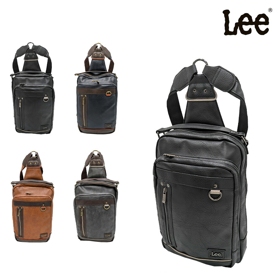 Lee 320-3151 ボディバッグL 斜め掛け リュック 鞄 カバン かばん バッグ 普段使い 使いやすい カジュアル 合皮 メンズ プレゼント ギフト ブラック
