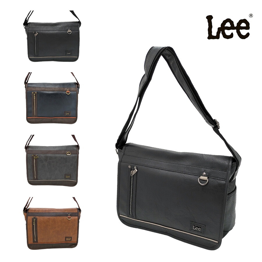 Lee 320-3154 かぶせショルダーバッグL 斜め掛け 鞄 カバン かばん バッグ 普段使い お出かけ 使いやすい カジュアル 合皮 メンズ プレゼント ギフト ブラック