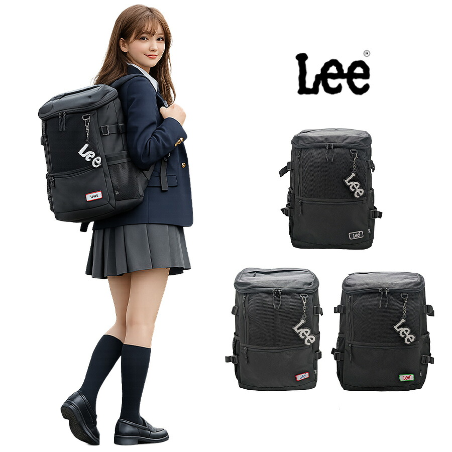 Lee リュック 大容量 スクエアリュック 34L  リュックサック 通勤 通学 普段使い 男女兼用  メンズ レディース ギフト プレゼント ブラック 320-4951