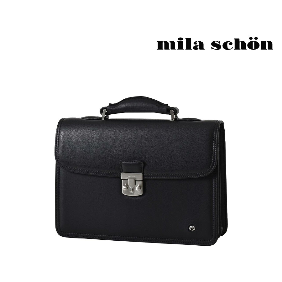 milaschon ミラショーン クレスタ ビジネスB5ハンドバッグ 手提げ 通勤 仕事 営業 日本製 レザー 牛革 メンズ プレゼント ギフト ブラック 193524