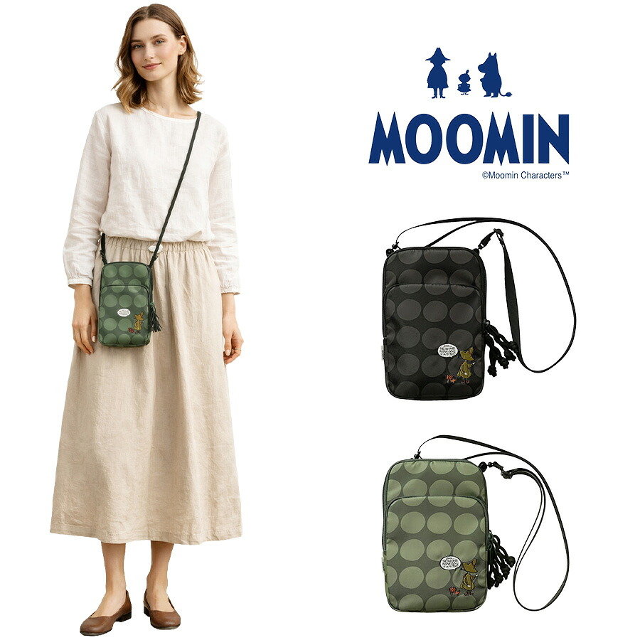 MOOMIN スマホショルダーバッグ 斜め掛け 斜め掛けバッグ 普段使い 使いやすい かわいい ムーミン レディース ギフト プレゼント 母の日 ブラック rmmc03