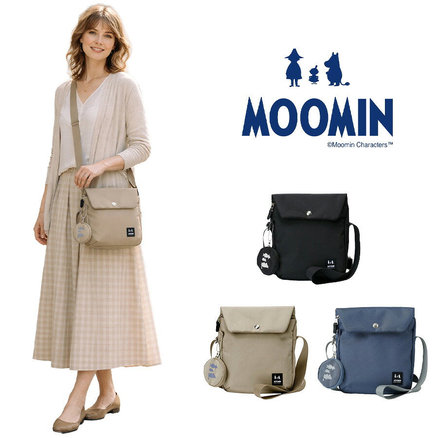 【MOOMIN】 rmnk01 ショルダーバッグ 斜め掛け かばん 肩掛け サブバッグ 鞄 バッグ ムーミン ミィ スナフキン ポーチ付き コンパクト プレゼント 贈り物 ギフト