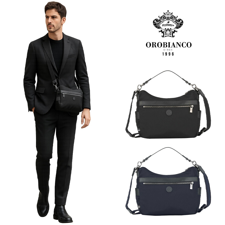 【Orobianco】92954 ソロペルテ ショルダーバッグ 斜め掛け 普段使い 使いやすい 大容量 カジュアル シンプル 牛革 メンズ プレゼント ギフト ブラック