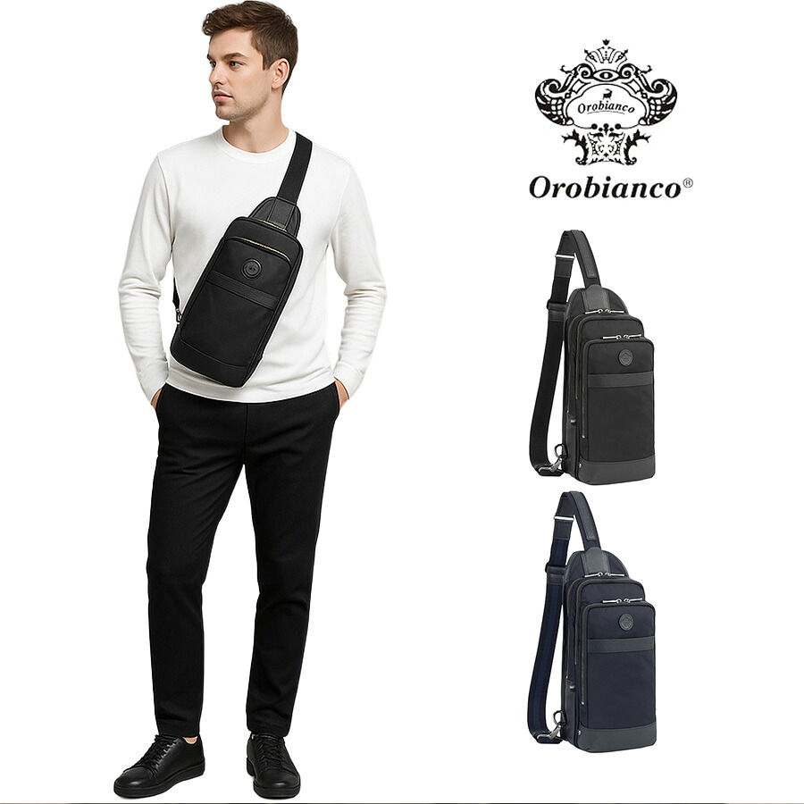 Orobianco 92959 ソロペルテ ボディバッグ ワンショルダーバッグ 斜め掛け かばん 普段使い おしゃれ ブランド メンズ プレゼント ギフト ブラック