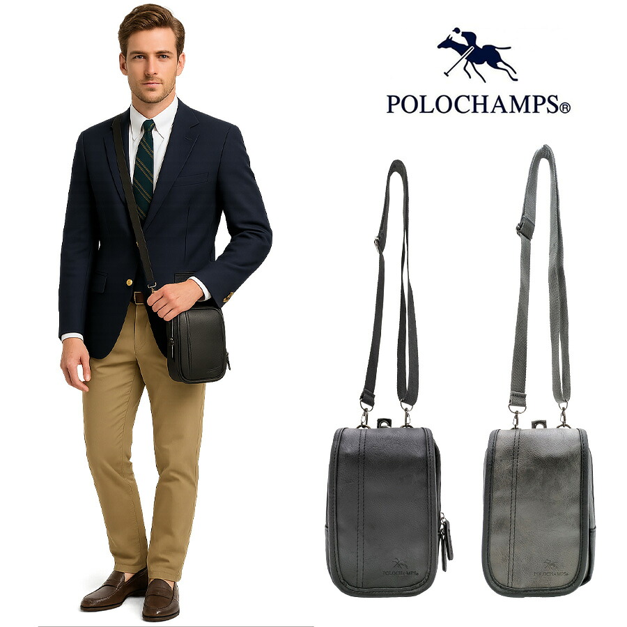 【POLOCHAMPS】 pcp109 フラップポーチ ミニショルダーバッグ 肩掛け 斜め掛け 使いやすい 普段使い シンプル カジュアル ユニセックス プレゼント ブラック