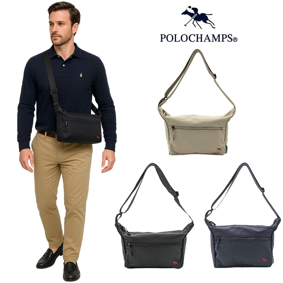 【レターパック配送/時間指定不可】【POLO CHAMPS】 pcw102 ゴンドラショルダー かばん 使いやすい 普段使い シンプル カジュアル メンズ ギフト ブラック