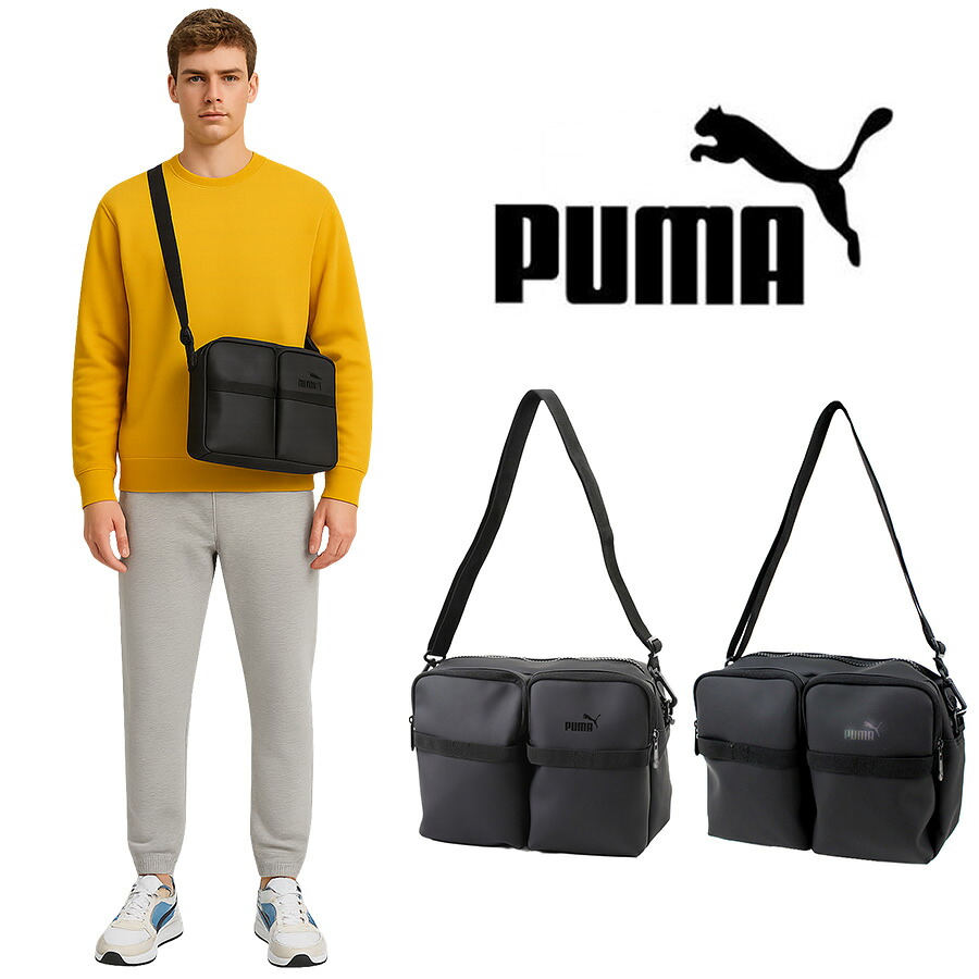 PUMA j20393 アクロス ショルダーバッグ 斜め掛けバッグ 斜め掛け かばん 普段使い 撥水 軽量 通勤 通学 男女兼用 ユニセックス プレゼント ギフト ブラック