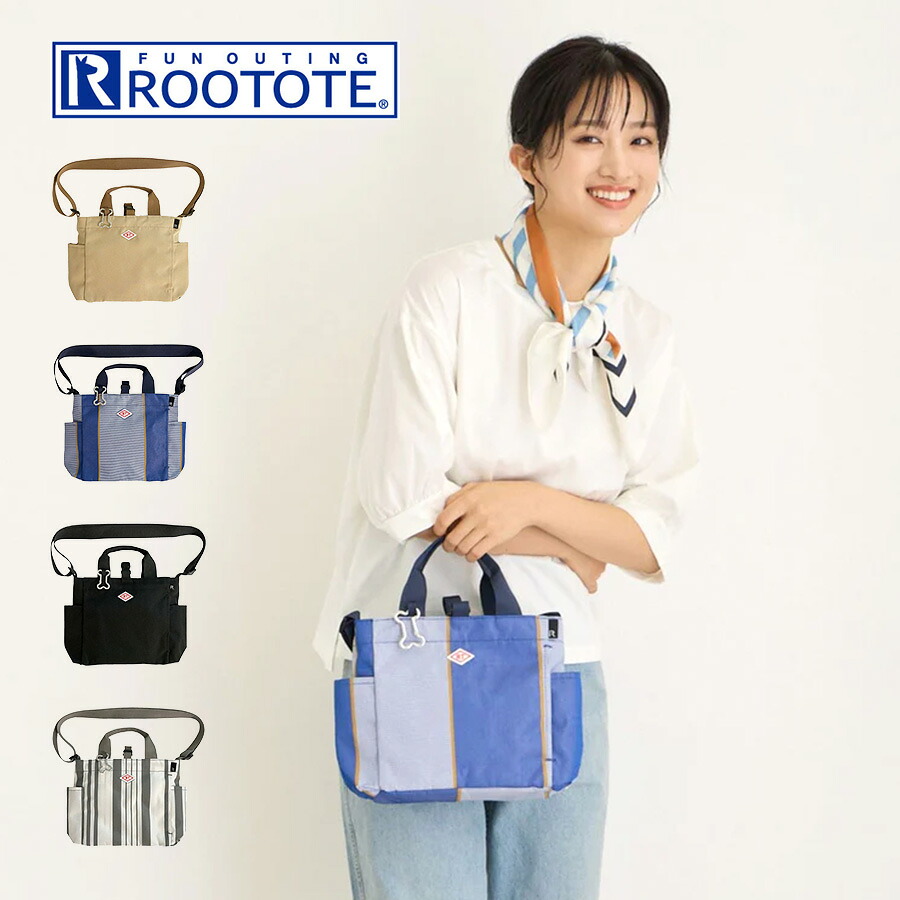 【ROOTOTE】 1129 SN.スクエア.DOG.BUDDY-B ユニセックス 軽量 撥水加工 お散歩バッグ カラビナ ショルダー トート シンプル カジュアル プレゼント ブラック
