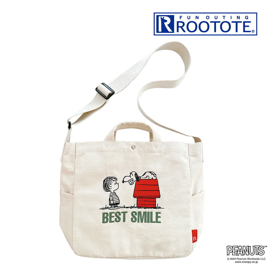【ROOTOTE】 8383 IP.ミディアム.2way.ピーナッツ-0A トートバッグ 軽量 使いやすい シンプル スヌーピー キャラクター レディース プレゼント アイボリー