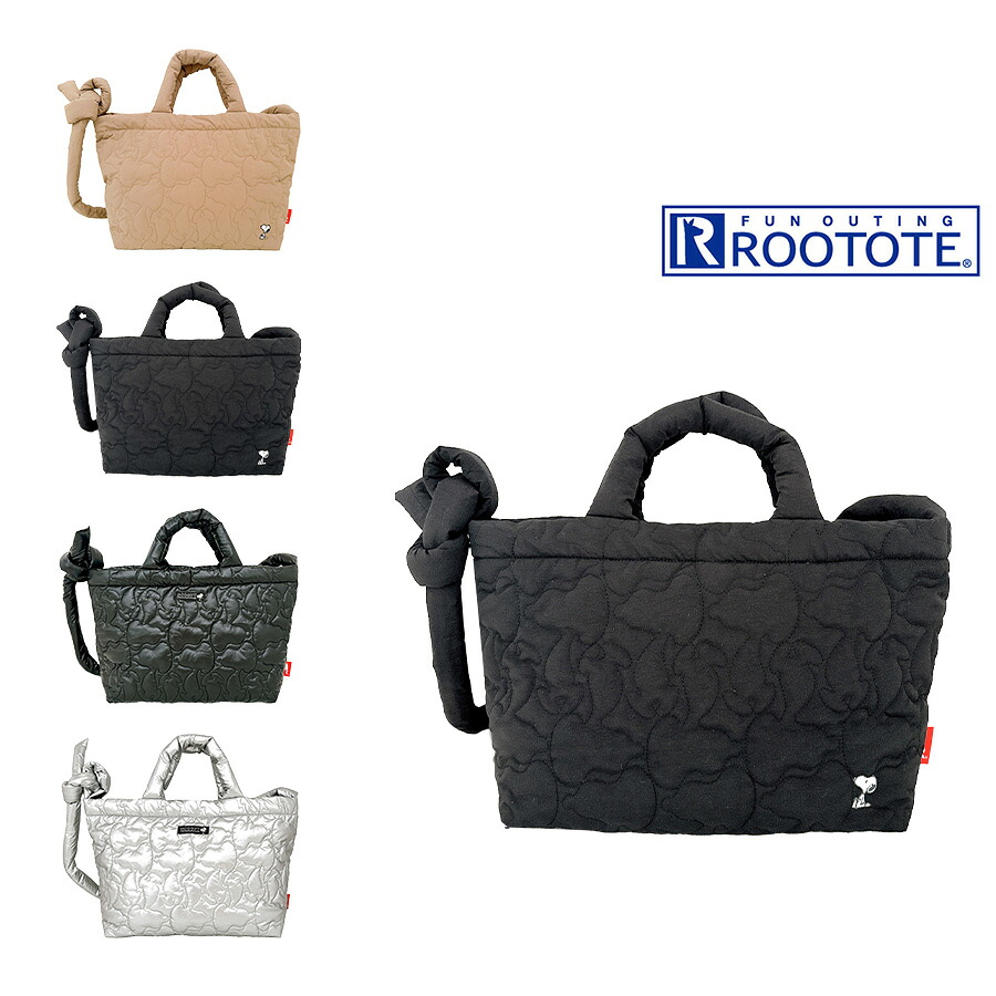 【ROOTOTE】8450 IP.BR.quilt.Peanuts-0N トートバッグ 斜め掛け 手持ち スヌーピー かわいい 普段使い 使いやすい レディース ギフト ブラック