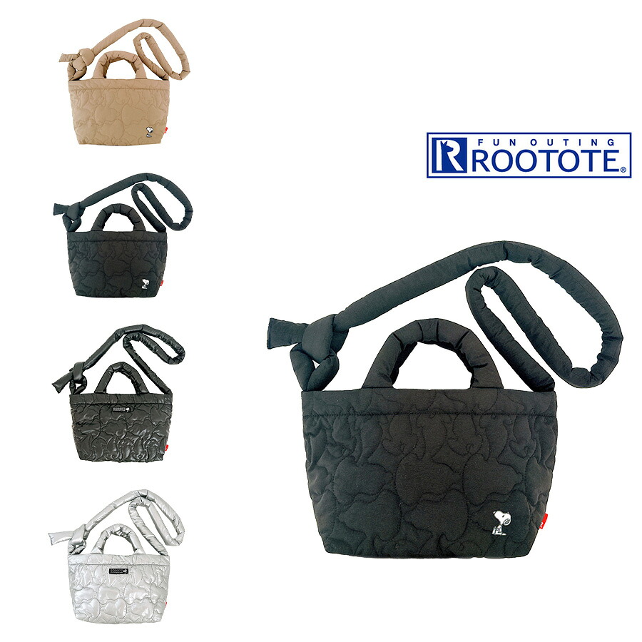 【ROOTOTE】8451 IP.デリ.quilt.Peanuts-0N トートバッグ 斜め掛け 手持ち スヌーピー かわいい 普段使い 使いやすい レディース ギフト ブラック