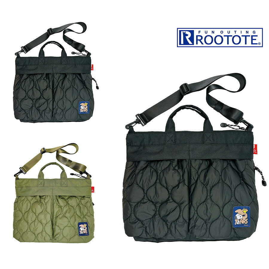 【ROOTOTE】8456 IP.A4w.パフ.Peanuts-0R 斜め掛け 手持ち ショルダー スヌーピー かわいい 使いやすい 普段使い レディース プレゼント ギフト ブラック