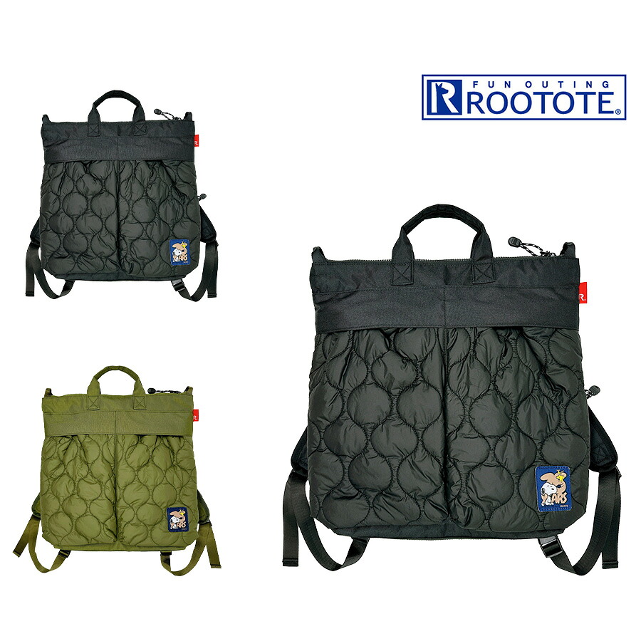 【ROOTOTE】8457 IP.セオルー.パフ.Peanuts-0R 手持ち リュック 2WAY かばん スヌーピー かわいい 使いやすい 普段使い レディース プレゼント ギフト ブラック