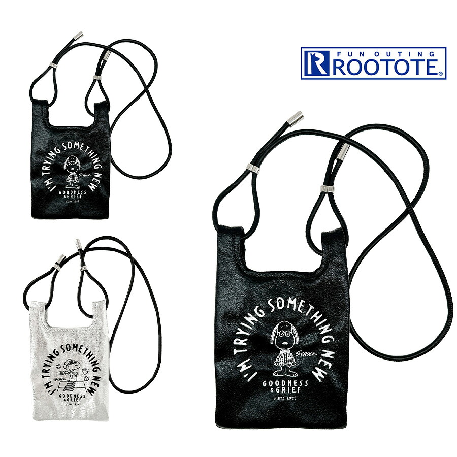 【クリックポスト/時間指定不可】【ROOTOTE】8460 IP.RSミニ.メタリック.Peanuts-0P エコバッグ 手持ち 斜め掛け スヌーピー レディース プレゼント ブラック