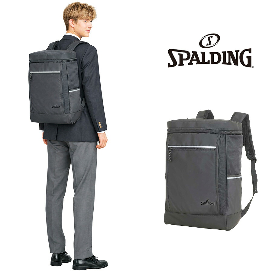 SPALDING リュック 大容量 スクエアリュック 35L リュックサック 通勤 通学 普段使い 使いやすい メンズ レディース ギフト プレゼント ブラック sp11140