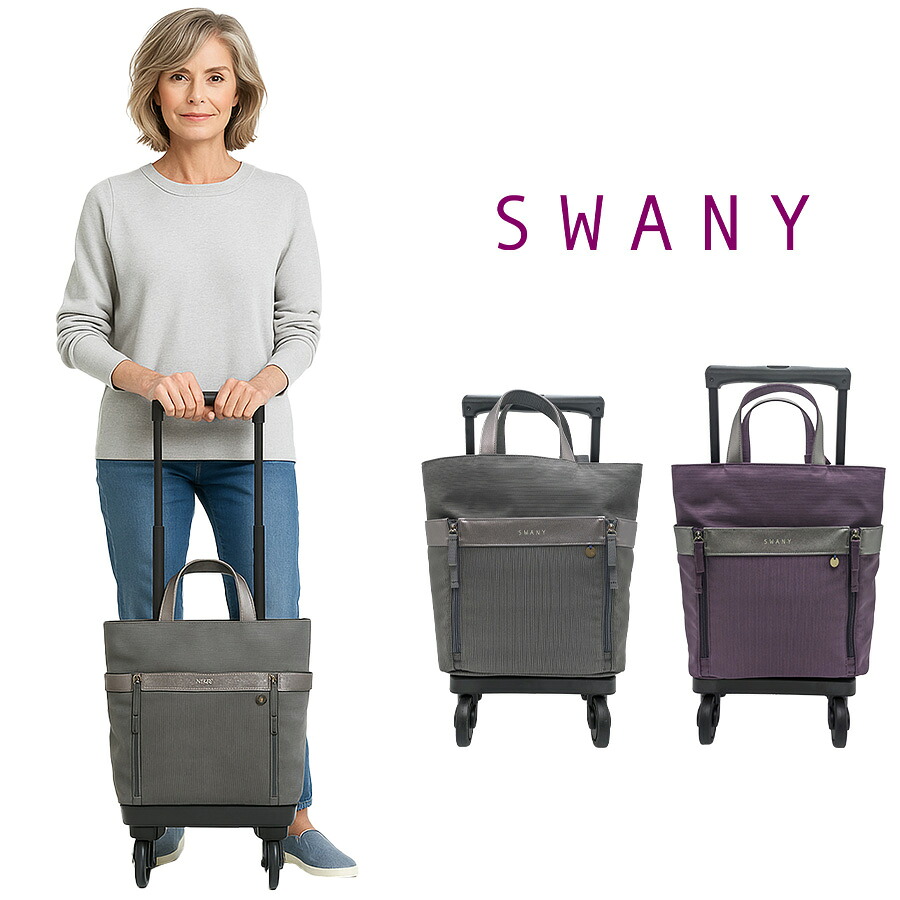 【SWANY】 d671m18 KANTOU(間道) ショッピングキャリー 灰 使いやすい 普段使い お買い物 使いやすい おしゃれ レディース プレゼント ギフト 母の日 敬老の日