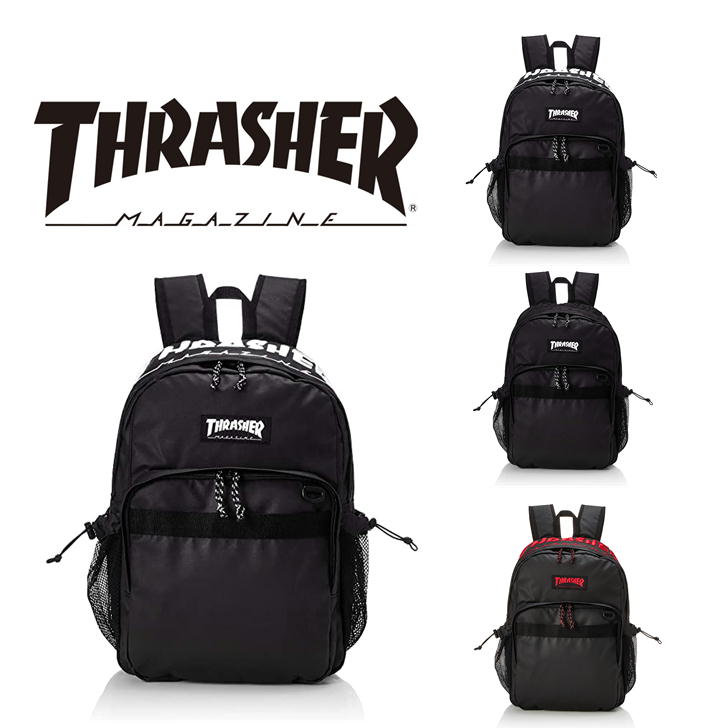 【ポイント10倍】THRASHER スラッシャー デイパック THR-147 リュックサック バックパック B4 30L メンズ レディース 男女兼用 アウトドア 普段使い タウンユース 旅行 通学 学生 部活 おしゃれ 人気 黒色 スケートボード スケボ 送料無料