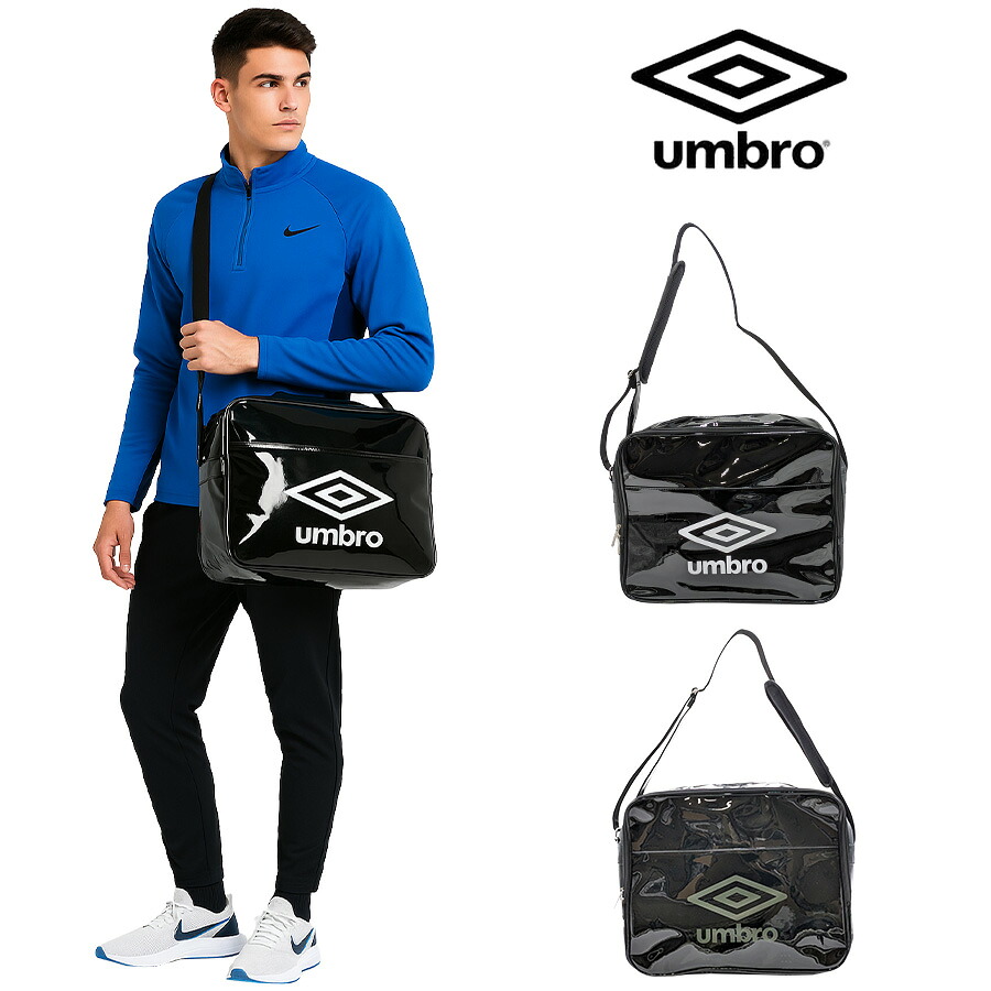【umbro】 70003 エナメルバッグ かばん バッグ 斜め掛け 部活 遠征 学生 大容量 便利 アンブロ スポーツ メンズ プレゼント ギフト ブラック/ホワイト