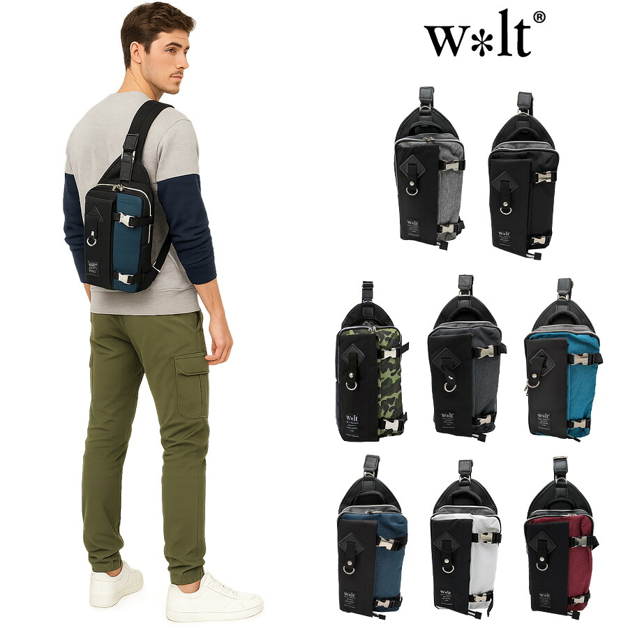 【Walt】 270-086 ボディバッグ 肩掛け 斜め掛け かばん カバン 鞄 バッグ 普段使い 使いやすい 2層式 大容量 ユニセックス ギフト プレゼント ブラック